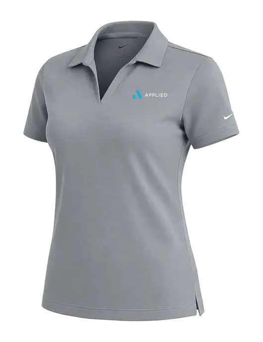 NIKE Medium Grey Womens Dri-Fit Micro Pique Polo w/Applied Logo
