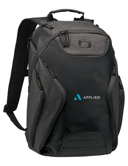OGIO Black/Heather Grey Hatch Laptop Backpack
 w/Applied Logo