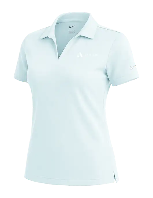 NIKE Very Light Blue Womens Dri-Fit Micro Pique Polo w/Applied Logo