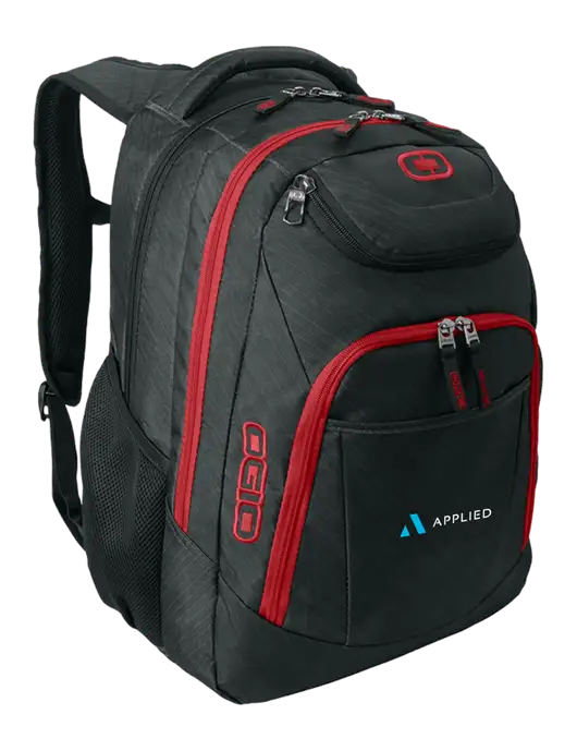 OGIO Dark Grey/Red Excelsior Laptop Backpack w/Applied Logo