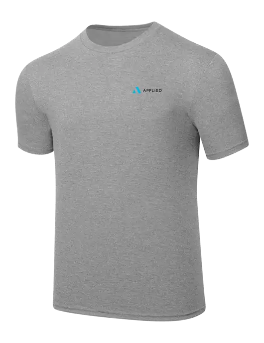 Simply Soft Heathered Light Grey 4.5oz  Poly/Combed Ring Spun Cotton T-Shirt w/Applied Logo