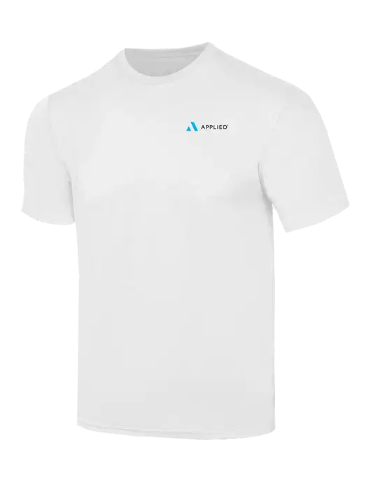 Simply Soft White 4.5oz  Poly/Combed Ring Spun Cotton T-Shirt w/Applied Logo