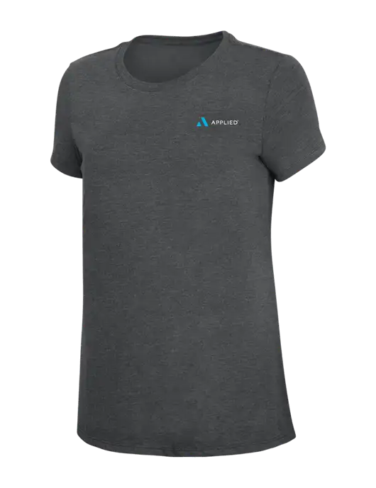 Womens Simply Soft Charcoal 4.5oz Poly/Combed Ring Spun Cotton T-Shirt w/Applied Logo