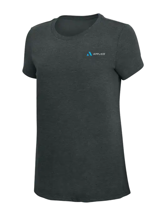 Womens Simply Soft Black Frost 4.5oz Poly/Combed Ring Spun Cotton T-Shirt w/Applied Logo