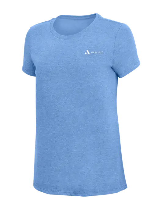 Womens Simply Soft Maritime Frost 4.5oz Poly/Combed Ring Spun Cotton T-Shirt
 w/Applied Logo