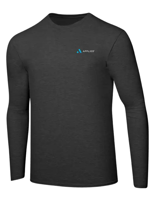 Ring Spun Dark Heather Grey 4.5 oz Long Sleeve T-Shirt w/Applied Logo