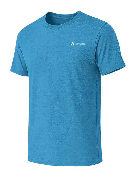 BELLA+CANVAS Heather Sapphire CVC Short Sleeve Tee w/Applied Logo