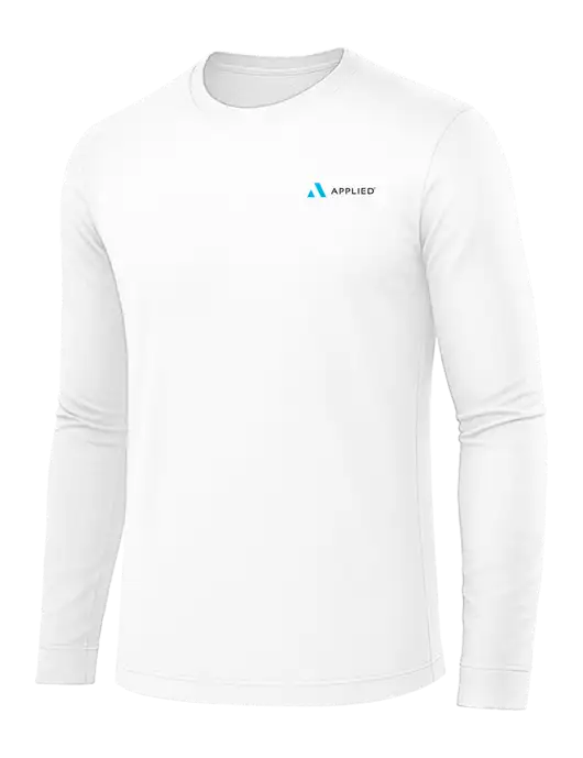 Long Sleeve White PosiCharge Competitor Tee w/Applied Logo