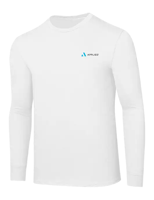Core Blend White Long Sleeve Tee w/Applied Logo