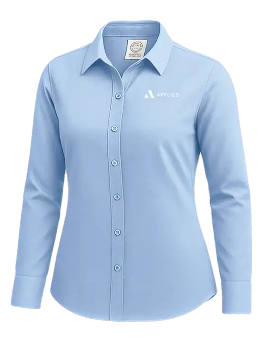 Brooks Brothers Womens Light Blue Wrinkle-Free Stretch Nailhead Shirt w/Applied Logo