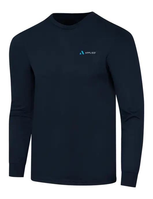 Simply Soft Long Sleeve Navy 4.5 oz, Poly/Combed Ring Spun Cotton T-Shirt w/Applied Logo