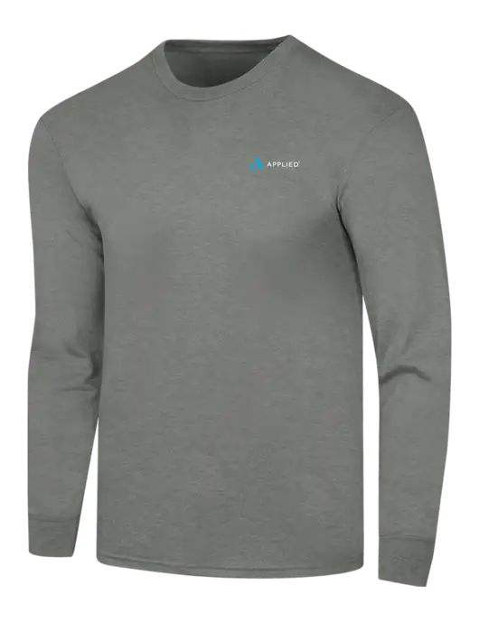 Simply Soft Long Sleeve Heathered Charcoal 4.5 oz, Poly/Combed Ring Spun Cotton T-Shirt w/Applied Logo