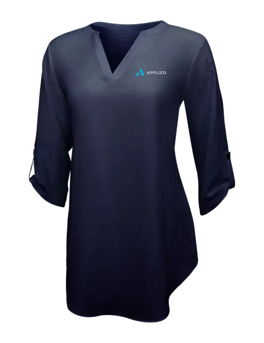 Navy Womens 3/4 Sleeve Tunic Blouse w/Applied Logo
