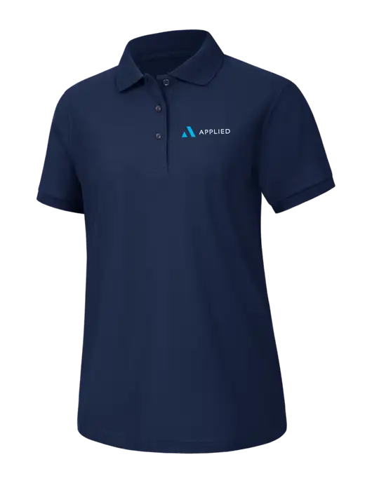 Womens Navy Silk Touch Polo w/Applied Logo