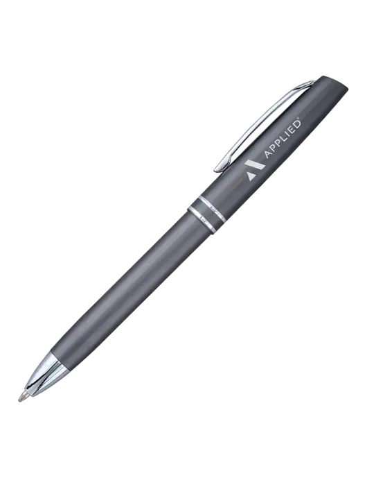 Gunmetal Anguilla Black Ink Pen w/Applied Logo