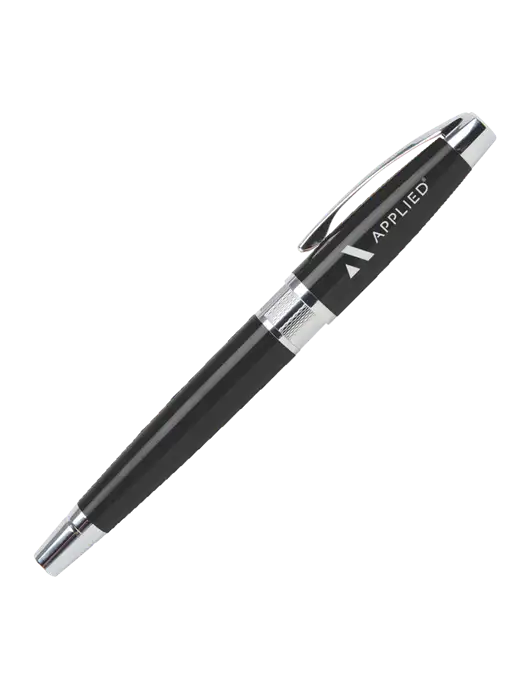 Masscotti Black Rollerball Pen - Black Ink w/Applied Logo