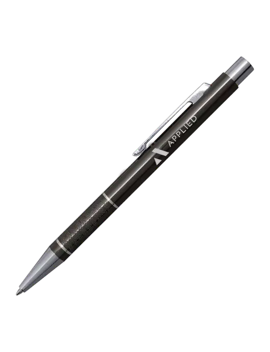 St George Gunmetal Pen - Blue Ink w/Applied Logo