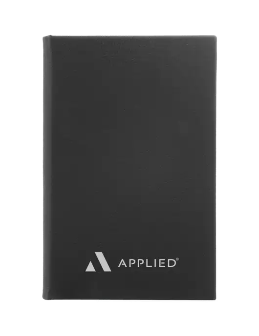 Black Leatherette 5.25 x 8.25 Journal w/Applied Logo