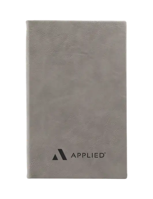 Grey Leatherette 5.25 x 8.25 Journal w/Applied Logo