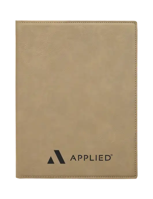 Tan Leatherette 7 x 9 Portfolio with Notepad w/Applied Logo