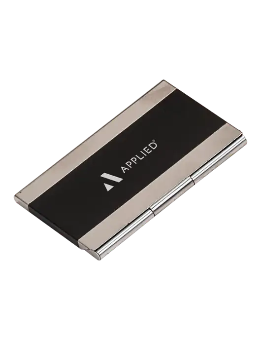 Black 3.75 x 2.5 Business Card Holder w/Applied Logo