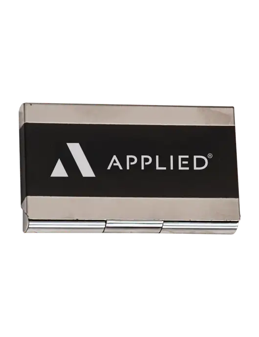 Black 3.75 x 2.5 Business Card Holder w/Applied Logo