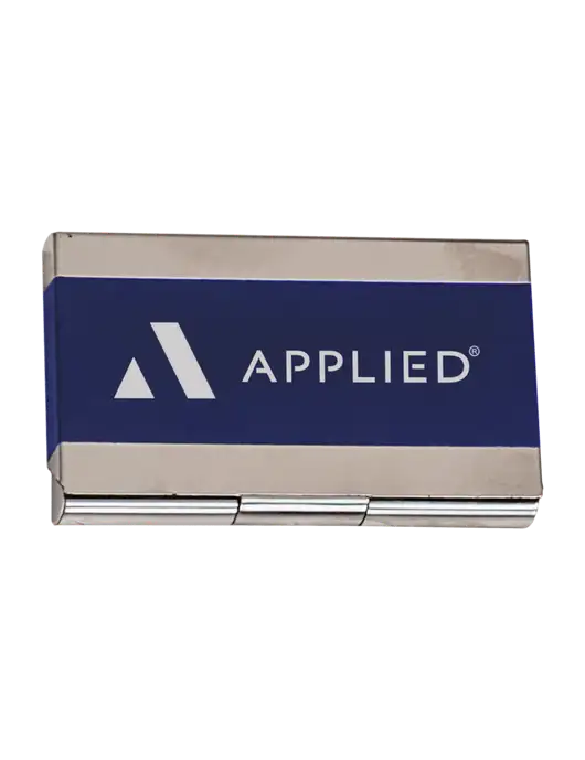 Blue 3.75 x 2.5 Business Card Holder w/Applied Logo