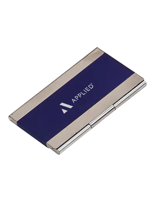Blue 3.75 x 2.5 Business Card Holder w/Applied Logo