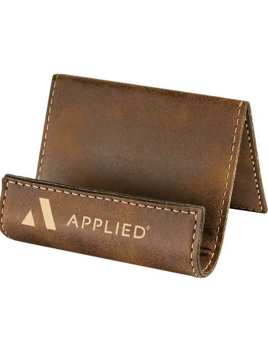 Rustic Leatherette Card & Phone Holder w/Applied Logo