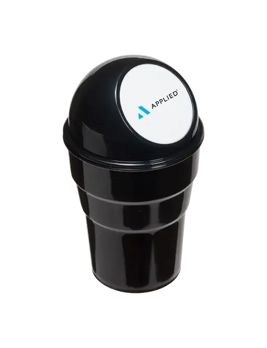 Black Car Cup Holder Trash Can w/Applied Logo
