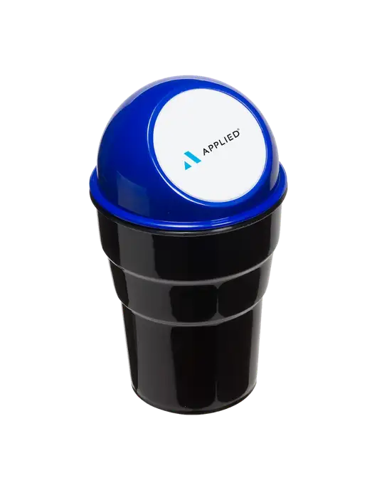 Blue Car Cup Holder Trash Can w/Applied Logo