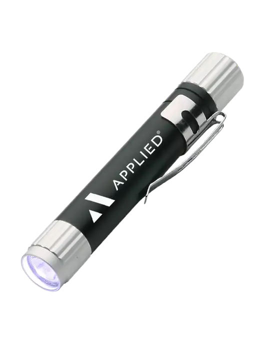 Black Aluminum LED Penlight w/Applied Logo