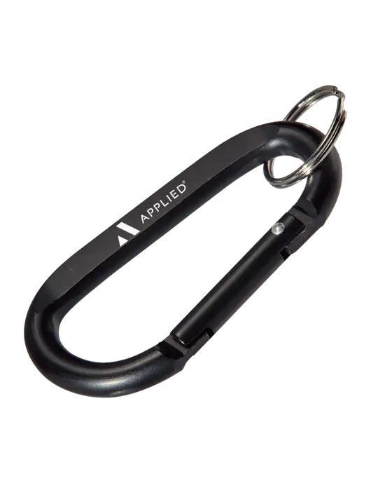 Black Carabiner & Key Ring w/Applied Logo