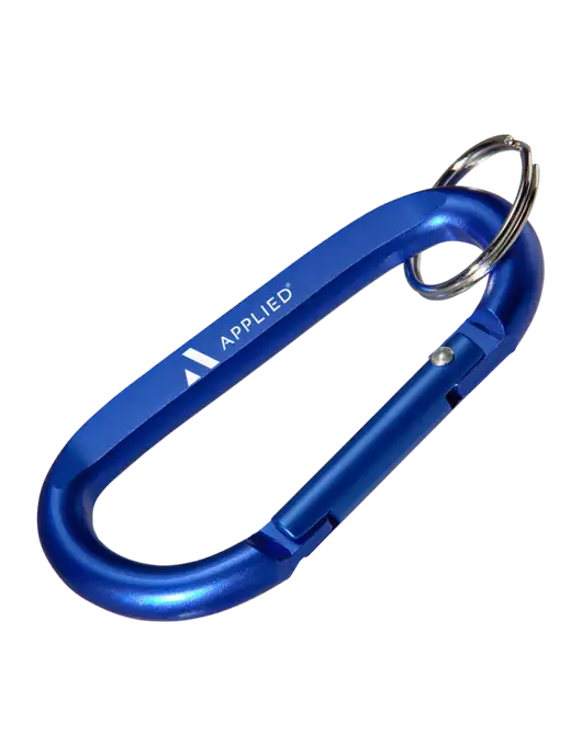 Blue Carabiner & Key Ring w/Applied Logo